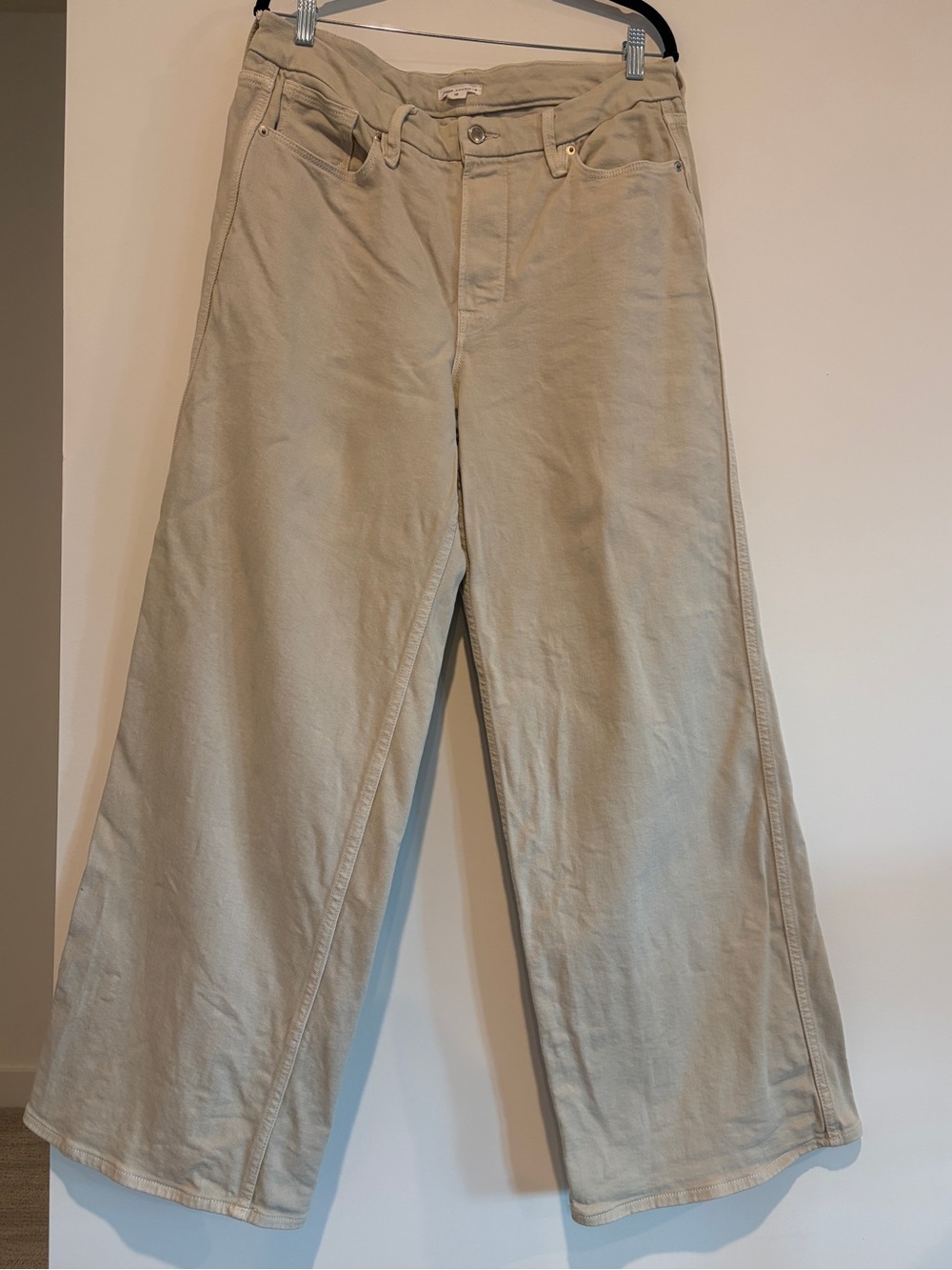 Good American Good Skate High Waist Wide Leg Jeans Off White Bone Plus Size 15